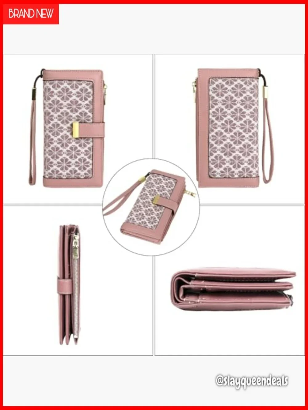 Large Capacity RFID Blocking Trifold Wallet with Wristlet and Coin Pockets